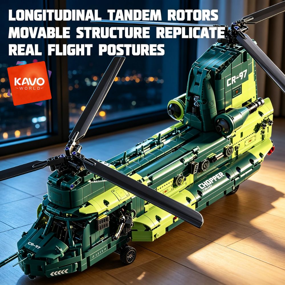 Model Kit In Era - KAVOWORLD 1826pcs 32inch Heavy Transport Helicopter