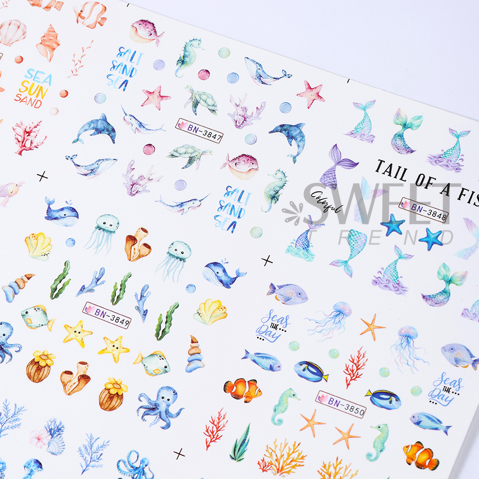 12 Designs Summer Ocean Theme  - Waterslide Decal Paper 评论和价格