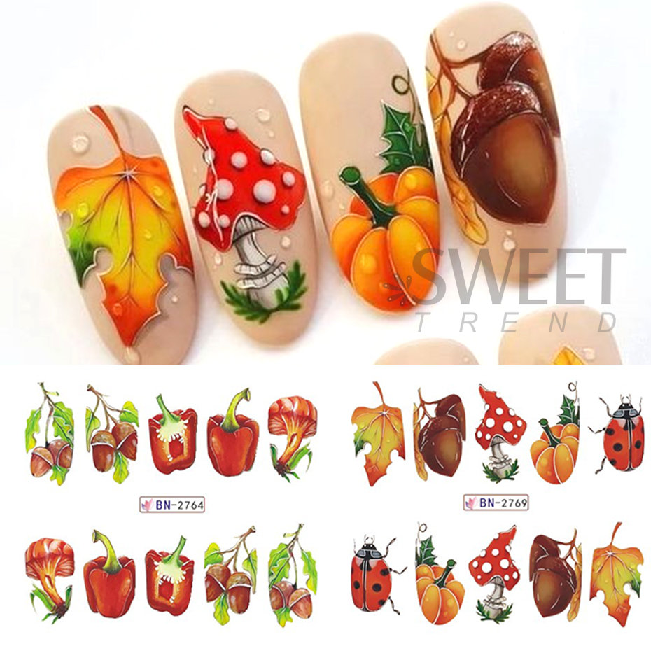 12pcs Autumn Nail Stickers Car - Waterslide Decal Paper 评论和价格