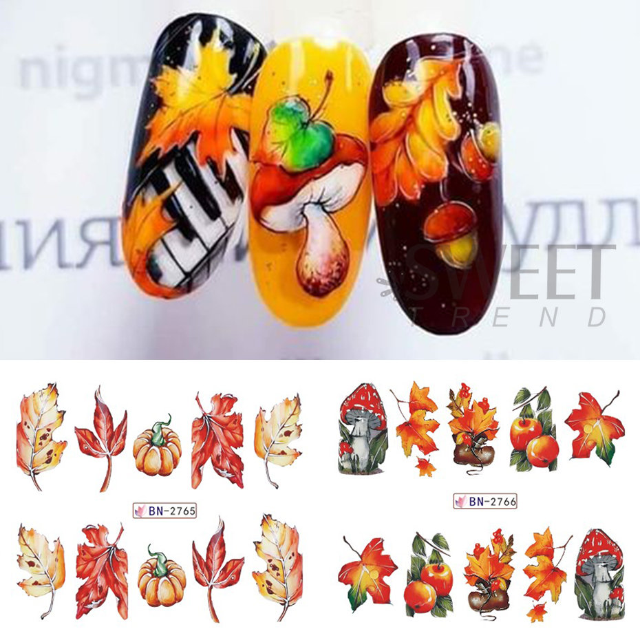 12pcs Autumn Nail Stickers Car - Waterslide Decal Paper 评论和价格