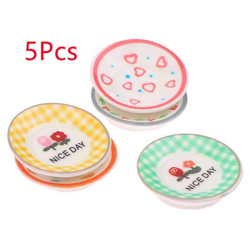 5Pcs 1/12 Dollhouse Mini Plate - Model Kitchen Set 评论和价格
