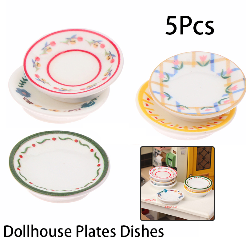 5Pcs 1/12 Dollhouse Mini Plate - Model Kitchen Set 评论和价格