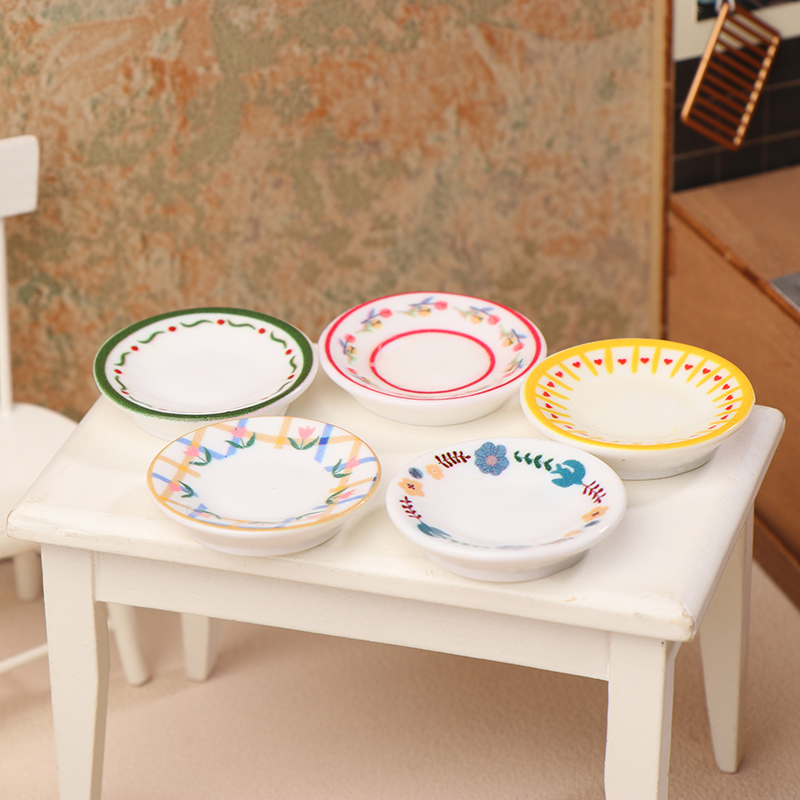 5Pcs 1/12 Dollhouse Mini Plate - Model Kitchen Set 评论和价格