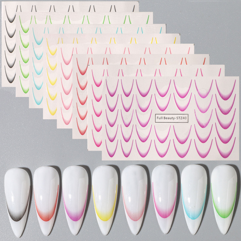 8pcs Gradient French Nail Art  - Waterslide Decal Paper 评论和价格