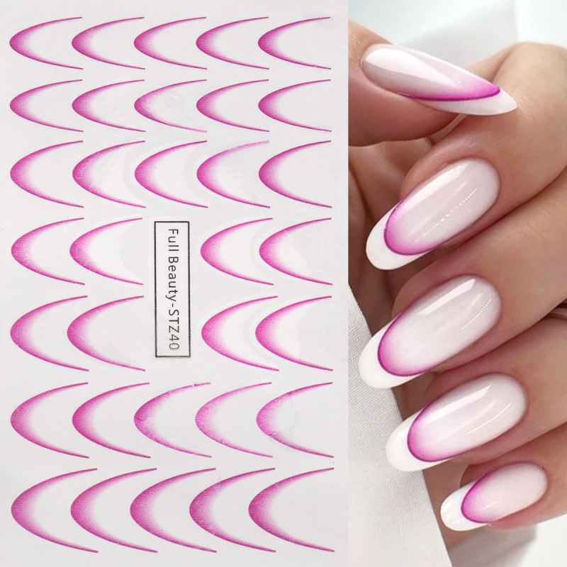 8pcs Gradient French Nail Art  - Waterslide Decal Paper 评论和价格