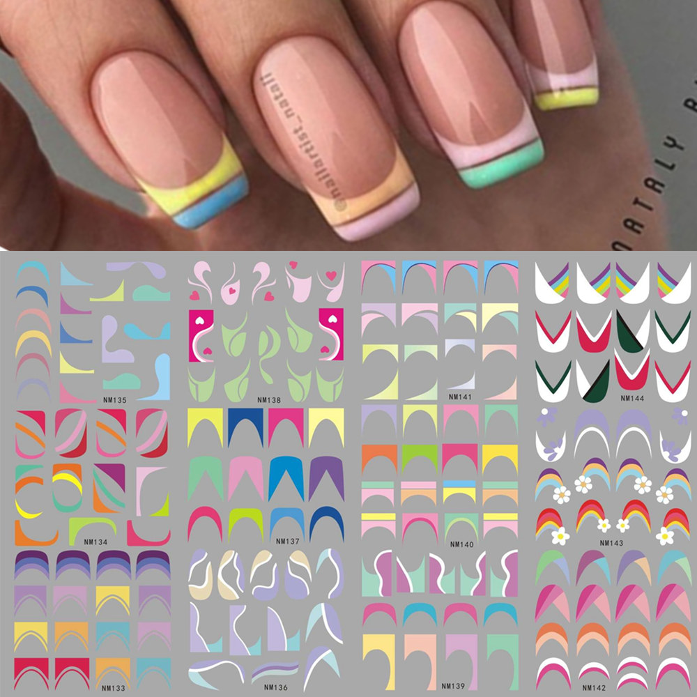 French Tips Nail Slider Sticke - Waterslide Decal Paper 评论和价格