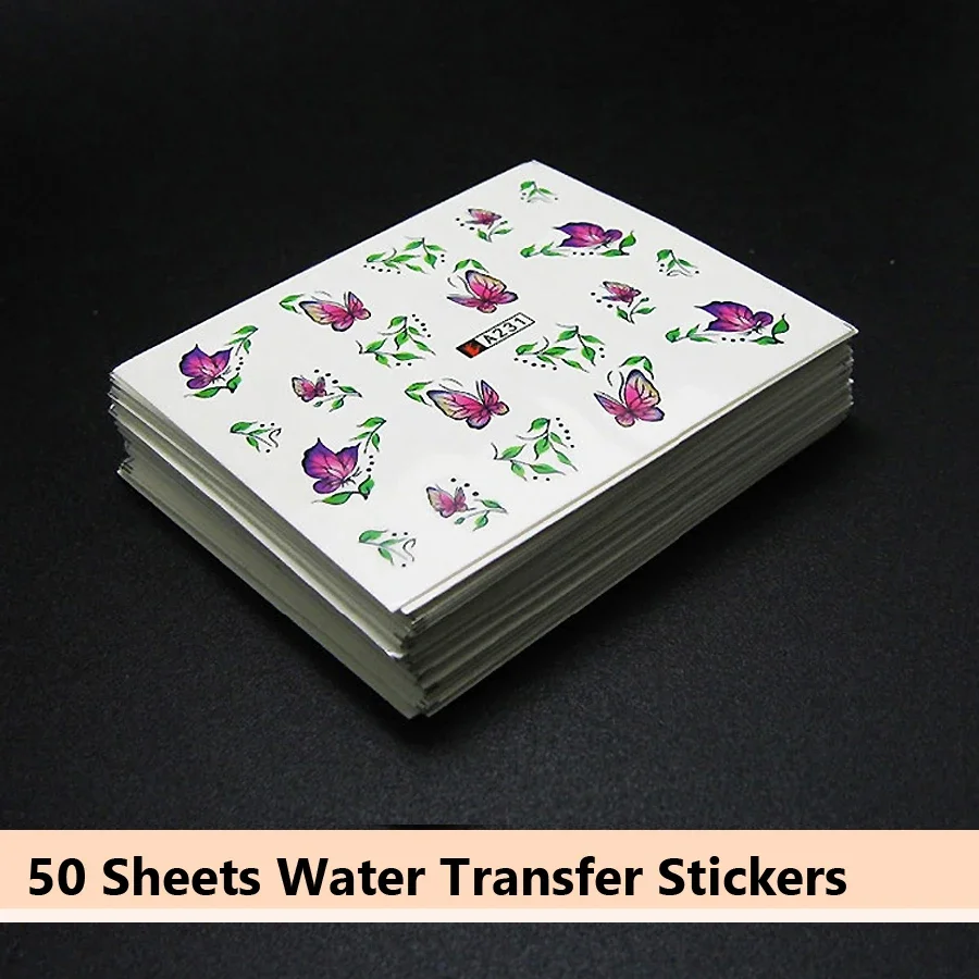 50 Pcs Nail Stickers Mixed Des - Waterslide Decal Paper 评论和价格