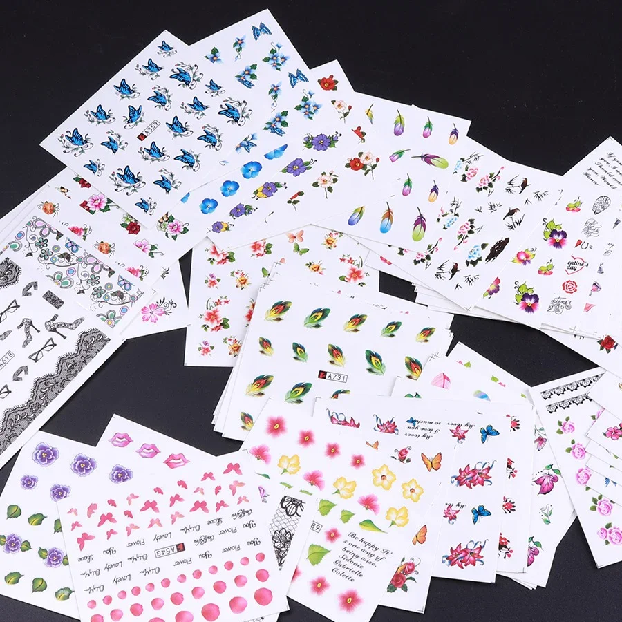 50 Pcs Nail Stickers Mixed Des - Waterslide Decal Paper 评论和价格