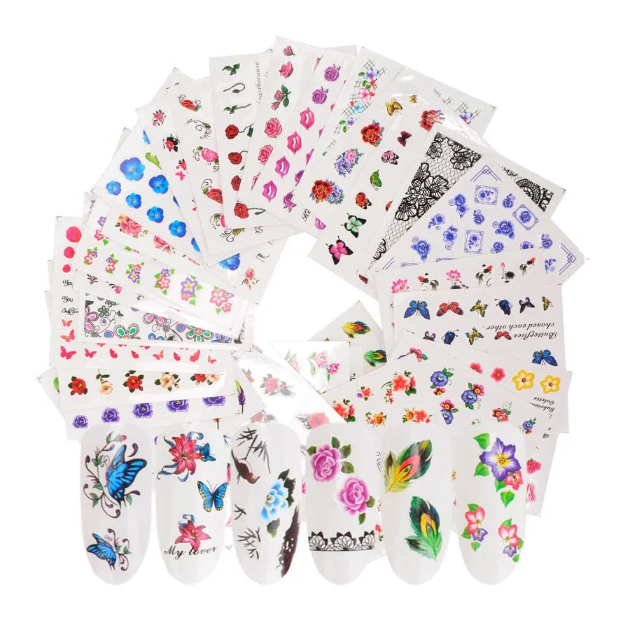 50 Pcs Nail Stickers Mixed Des - Waterslide Decal Paper 评论和价格